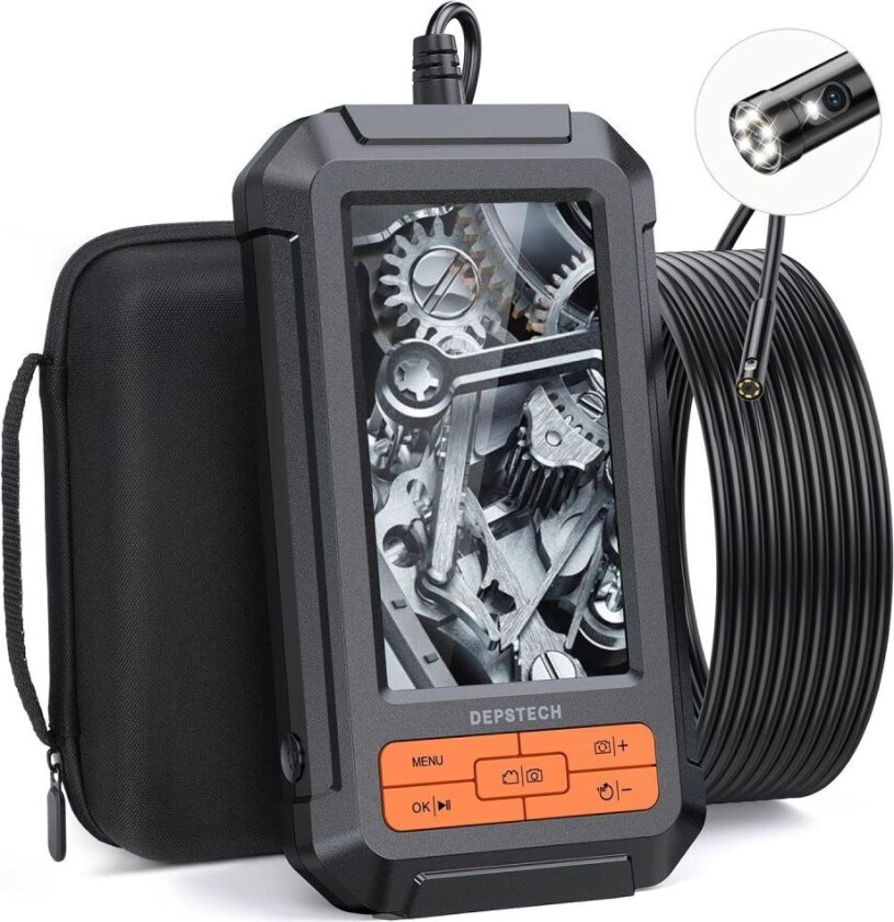 NÖRDIC DS350 Endo-/Borescope Camera 1080P digitalt inspeksjonskamera, 5m kabel 5,5mm IP67 4,3'' LCD-skjerm, 6x LED