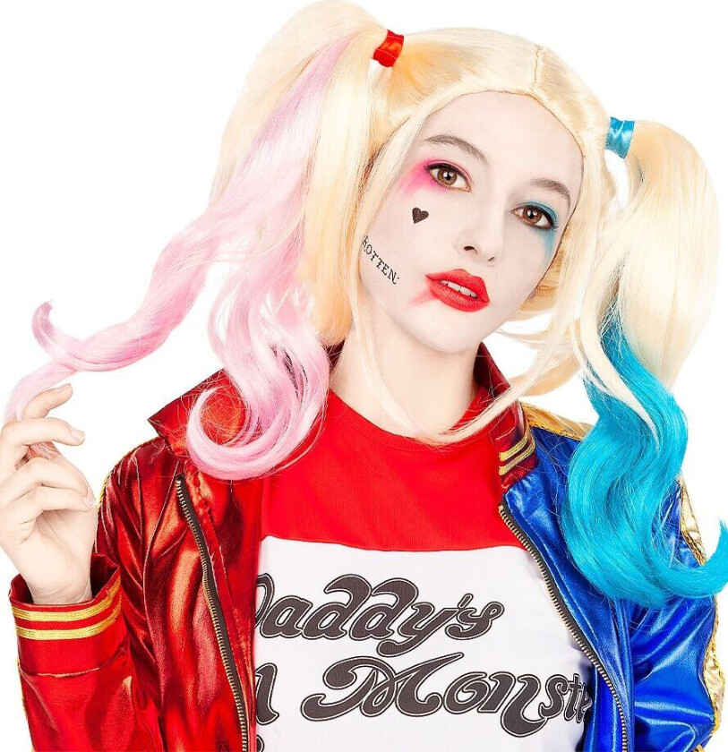 Funidelia Harley Quinn Parykk - Suicide Squad OFFISIELL til dame ▶ Superhelt, DC Comics, Suicide Squad, Skurker, tilbehør til kostymer