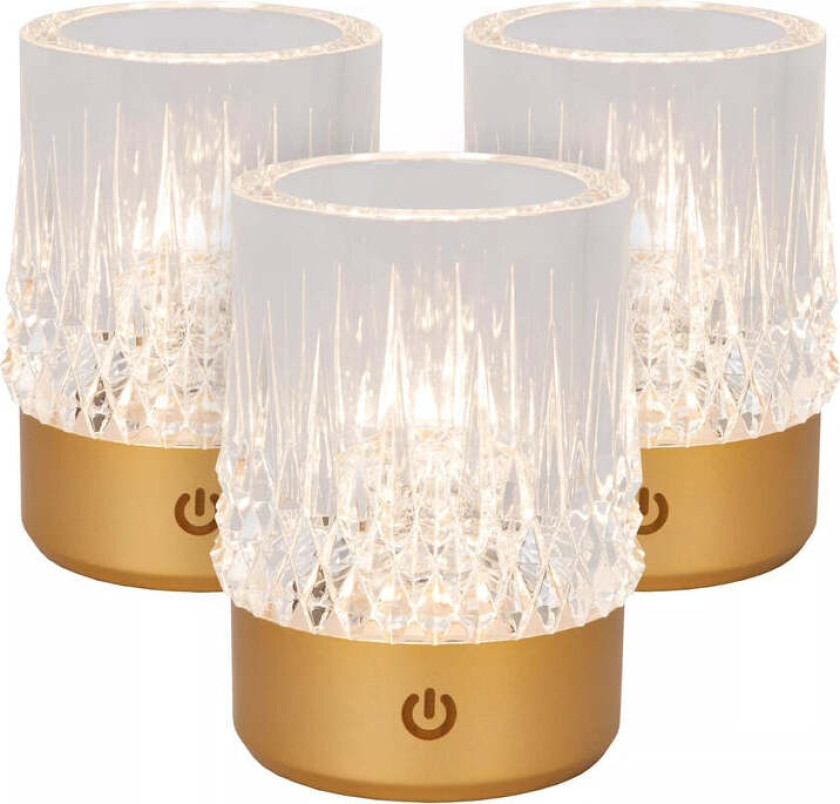 Lily oppladbar bordlampe 3W 2700/3000 Kelvin 3-pakning - Dimbar - Gullfarget