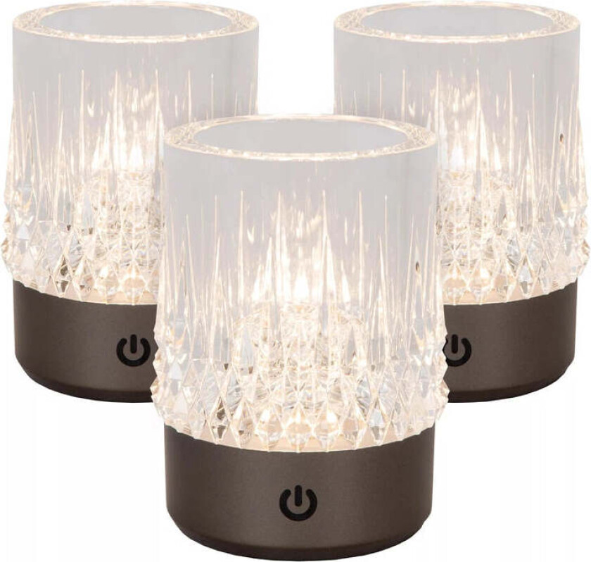 Lily oppladbar bordlampe 3W 2700/3000 Kelvin 3-pakning - Dimbar - Gun Metall