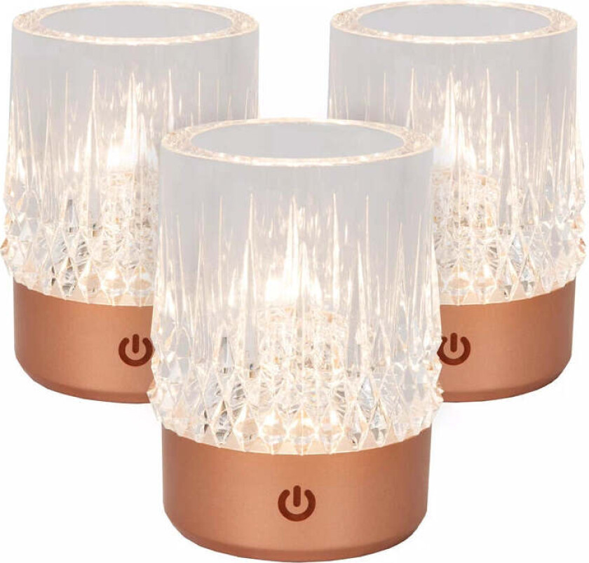 Lily oppladbar bordlampe 3W 2700/3000 Kelvin 3-pakning - Dimbar - Kobberfarget