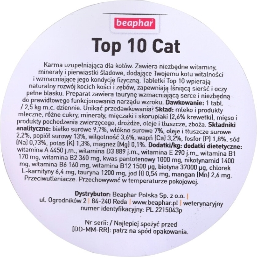 TOP 10 Cat - vitamin preparation with taurine for cat 180 tablets