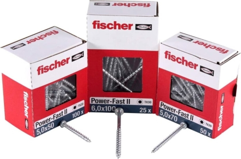 Fischertechnik Fischer Power-Fast II 670236 Spånpladeskruer 4 mm 25 mm T-profil Stål Galvaniseret 200 stk