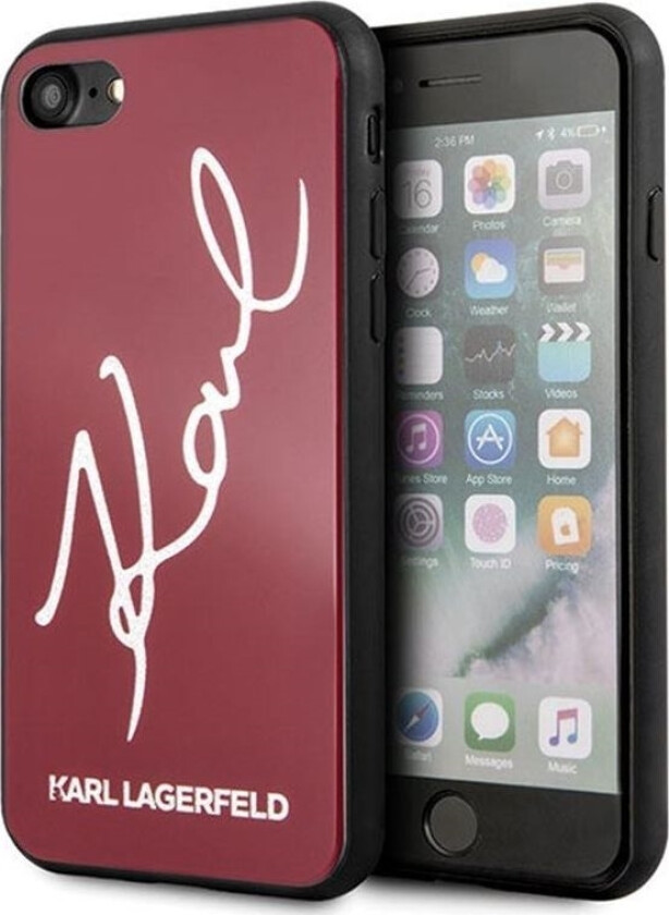 Karl Lagerfeld KLHCI8DLKSRE iPhone 7/8 SE 2020 / SE 2022 czerwony/red hard case Signature Glitter