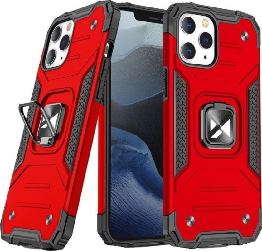 Wozinsky Ring Armor case iPhone 14 Pro Max armored case magnetic holder ring red
