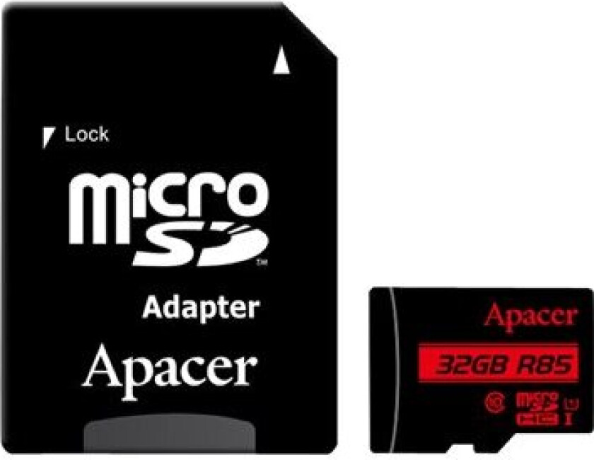 - Flashminnekort (microSDHC til SD-adapter inkludert) - 32 GB - UHS-I U1 / Class10 - microSDHC UHS-I