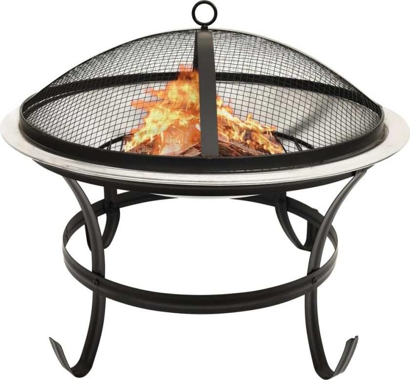 2-i-1 Bålfat og grill med ildrake 56x56x49 cm rustfritt stål