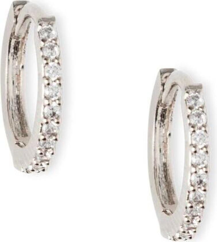 Mini Pave Huggie Hoop Earrings - Silver One Size