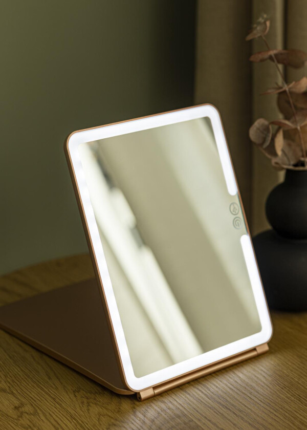 Kaila Sminkespeil Travel Led Oppladbar Roségull 19x25 Cm