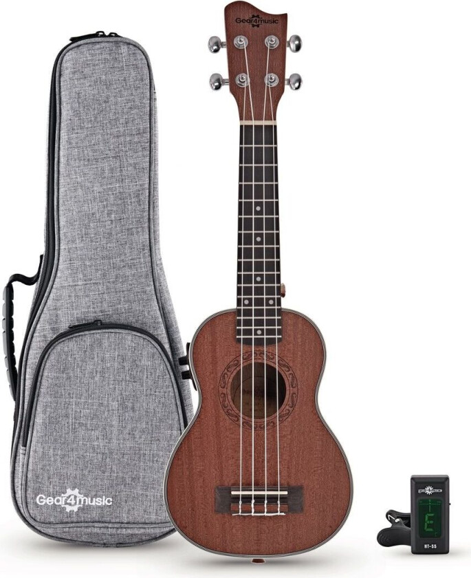 Gear4Music Sapele Soprano Elektro Ukulelepakke fra Gear4Music