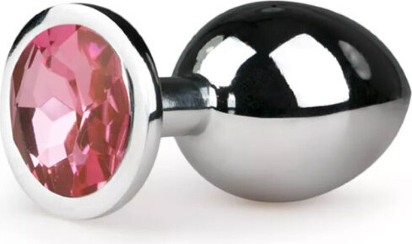 Metallbuttplugg m/ rosa krystall