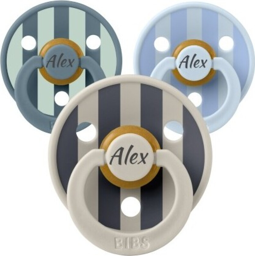 Bibs Studio Line, Str. 1 (0-6 Md.), Rund - Latex, Smokker Med Navn