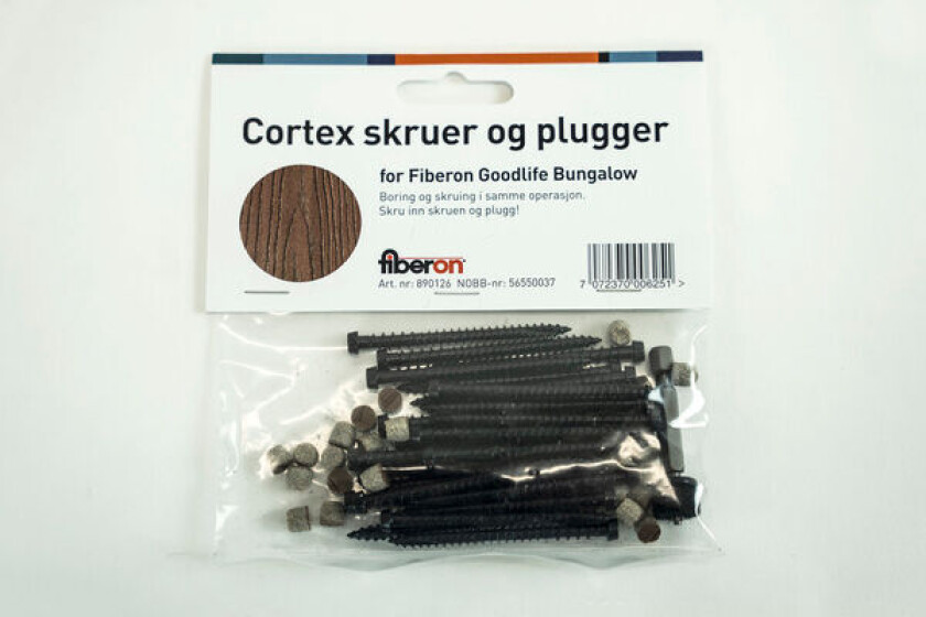 Proppesett Cortex Bungalow Til Terr.Bord (Skruer, Plugger + Bits)