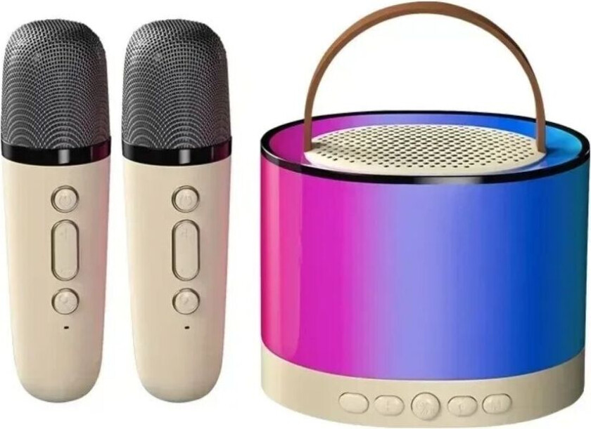 Nsf K52 Trådløs Bluetooth Høyttaler Multifunksjon med 2 mikrofon RGB bærbar musikk spiller karaoke maskin