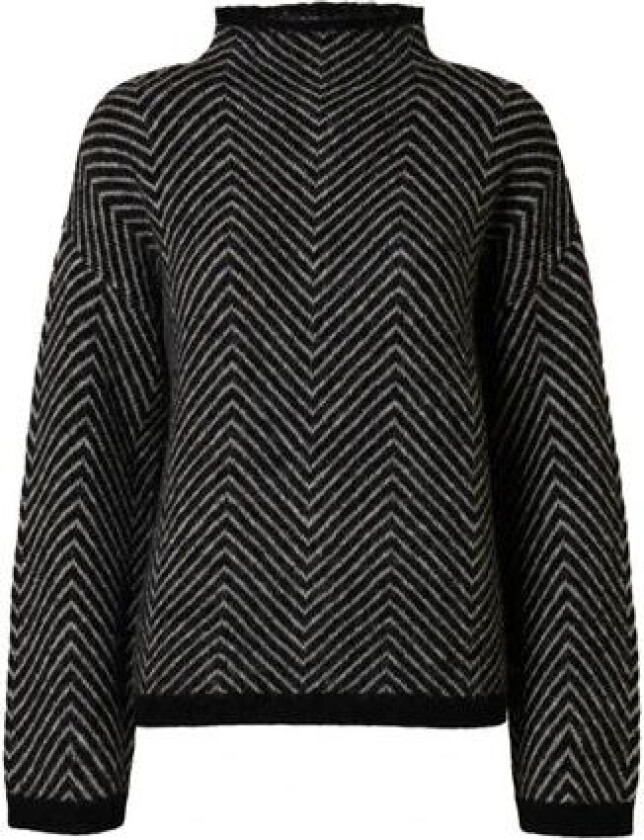 Lulu Ls Herringbone Knit High Neck - Black Birch XS