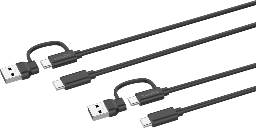 - STREAM Play&Charge USB-C/A to USB-C Cable Set, black