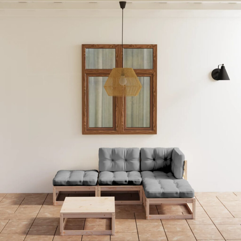 Hagesofagruppe med puter 5 deler heltre furu