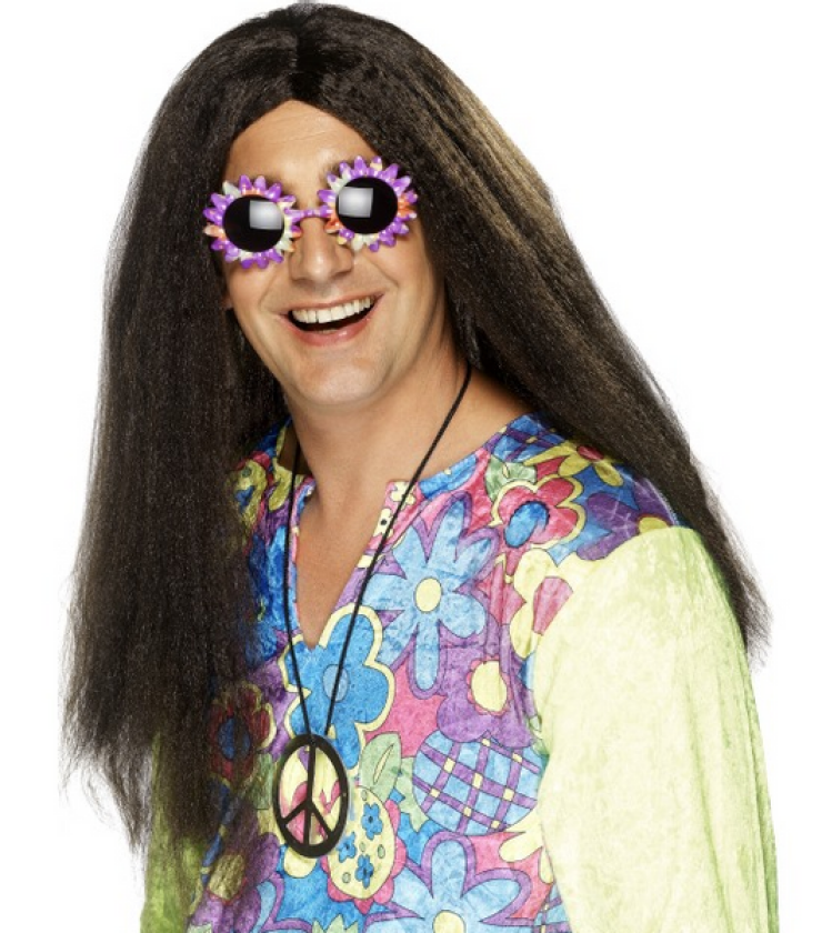 Hippie parykk lang - brun