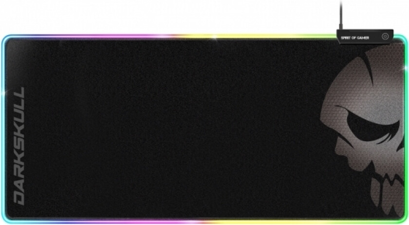 Darkskull Hub Rgb - Xxxl, Sort, Bilde, Stoff, Gummi, Multi, Antiskliunderlag, Musematte Til Gaming