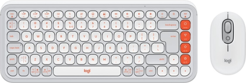 Pop Icon Combo - Tastatur- Og Mussett - Trådløs - Bluetooth Le - Qwerty - Us International - Elfenbenshvit, Oransje