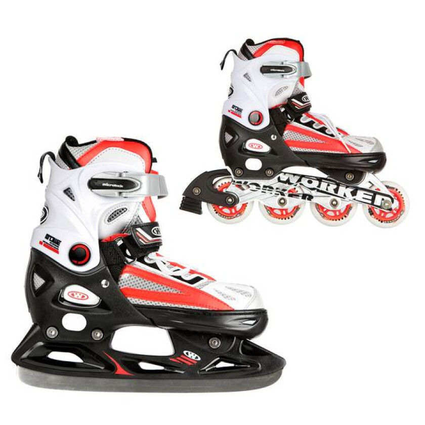 2 i 1 skøyter / rollerblades - Worker Nolan - rød
