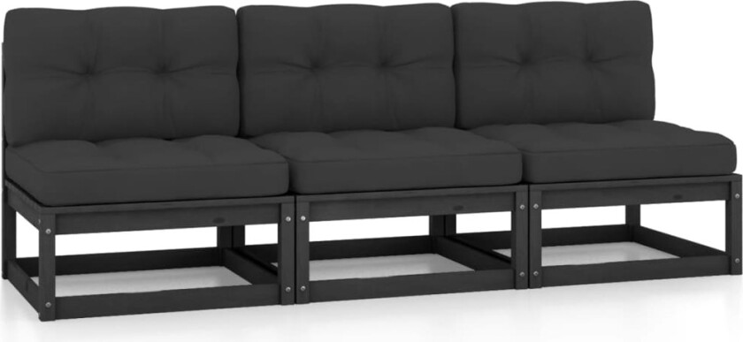 Sofa med puter 3-seters heltre furu