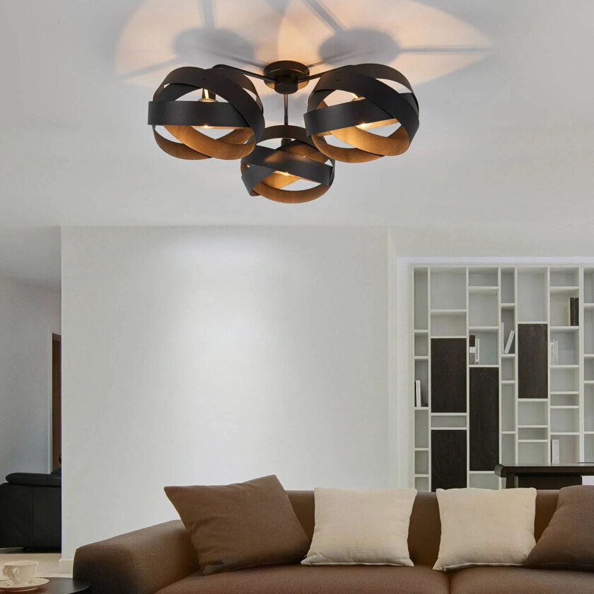 Taklampe Tornado svart 3 lyskilder