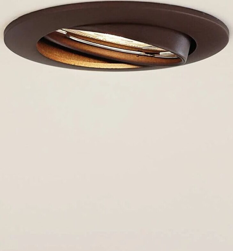 Prios innfelt taklampe Fibur, bronse, aluminium, Ø 8,2 cm