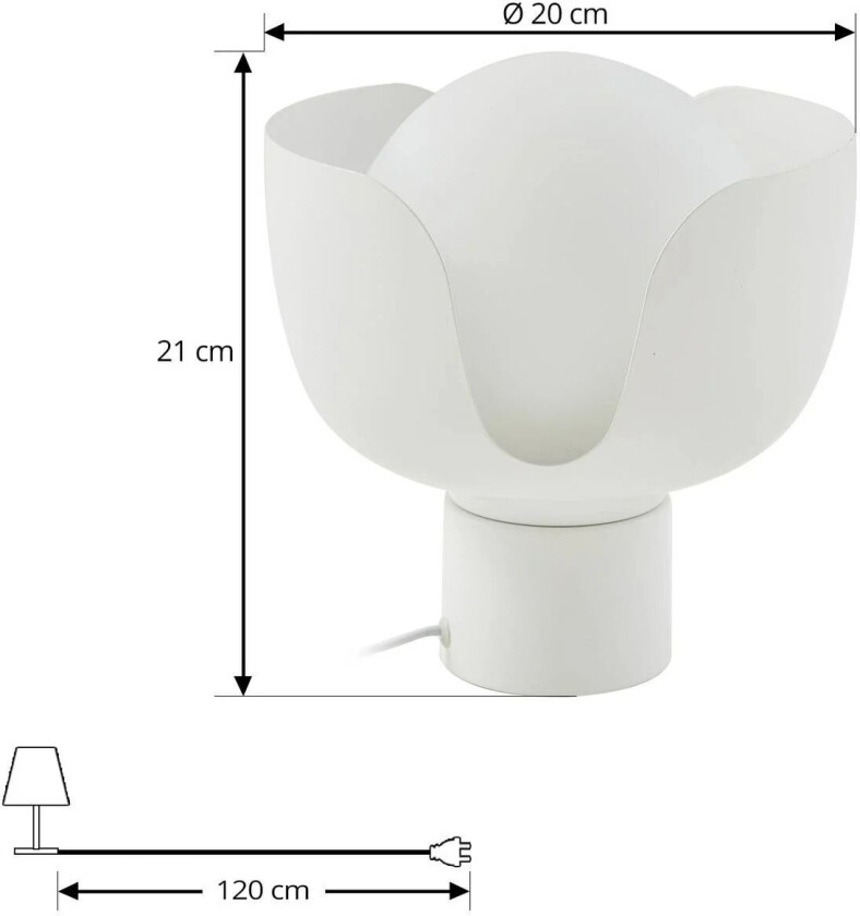 bordlampe Fiora, beige, glass, jern, Ø 20 cm