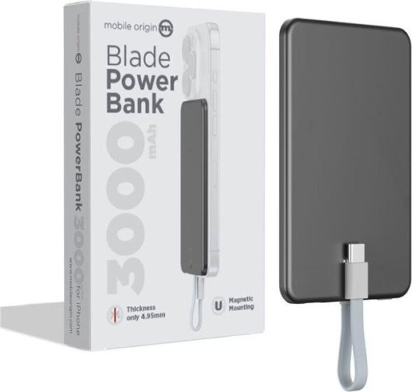 Blade PowerBank 3000mAh grey Nødlader - Grey - 3000 mAh