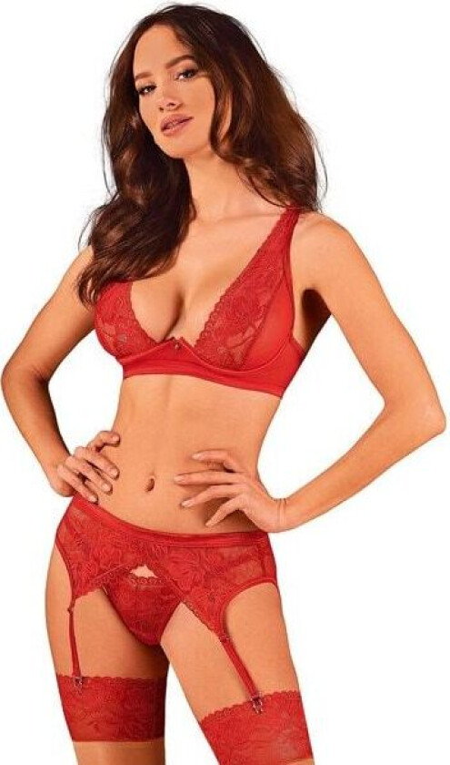 Lacelove 3-pcs Set Red Sexy undertøy