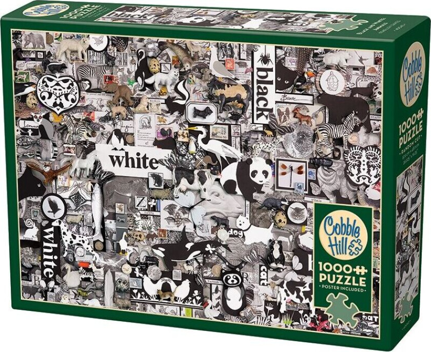 Puslespill Black And White: Animals 1000 brikker, Cobble Hill