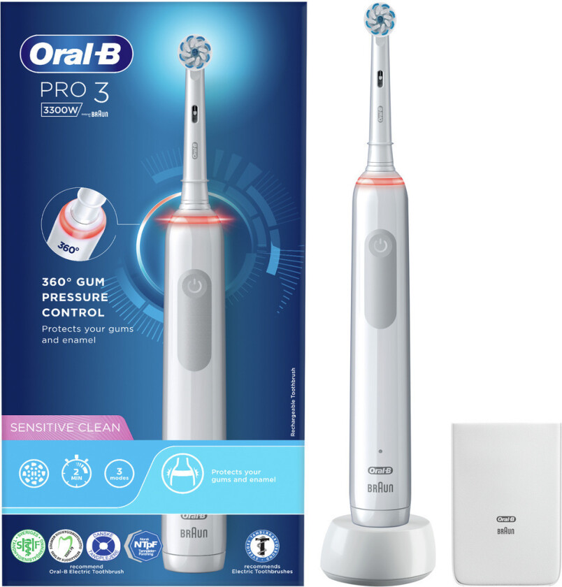 PRO3 3300W Sensitive elektrisktannbørste, hvit