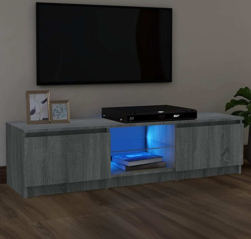 TV-benk med LED-lys grå sonoma 120x30x35,5 cm