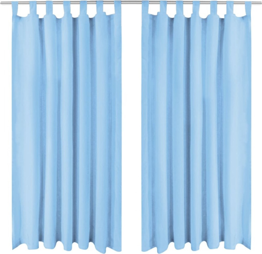 Mikrosateng gardiner med hemper 2 stk 140x225 cm turkis