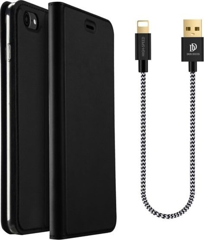 Gold Pro Iphone 6+/6S+ Plus Book Case With Cable Czarny