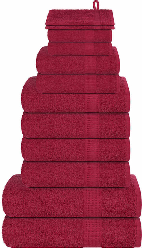 Håndklesett 12 deler burgunder 360 gsm 100 % bomull