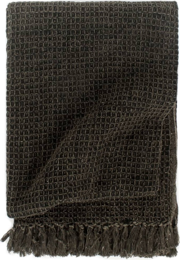 Pledd bomull 160x210 cm antrasitt/brun