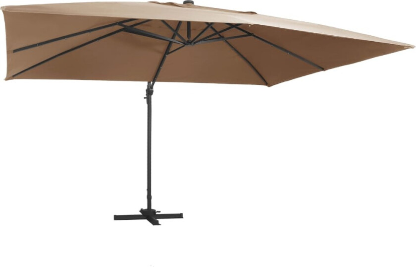 Bilde av Hengende hageparasoll LED og aluminiumsstang 400x300 cm gråbrun