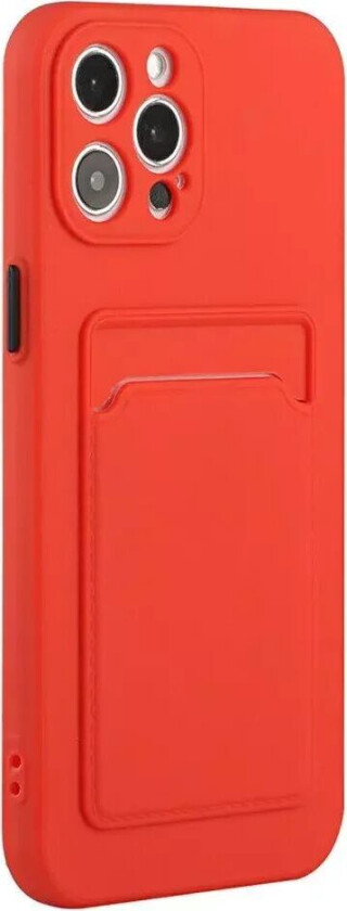 iPhone 15 Pro Fleksibelt Plast Deksel m. Kortholder - Rød