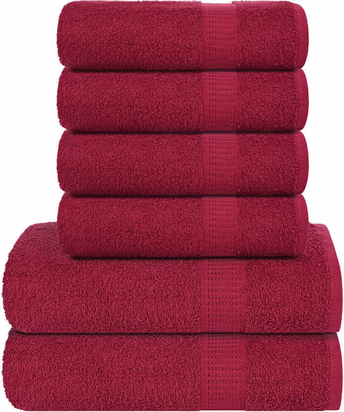 Håndklesett 6 deler burgunder 360 gsm 100 % bomull
