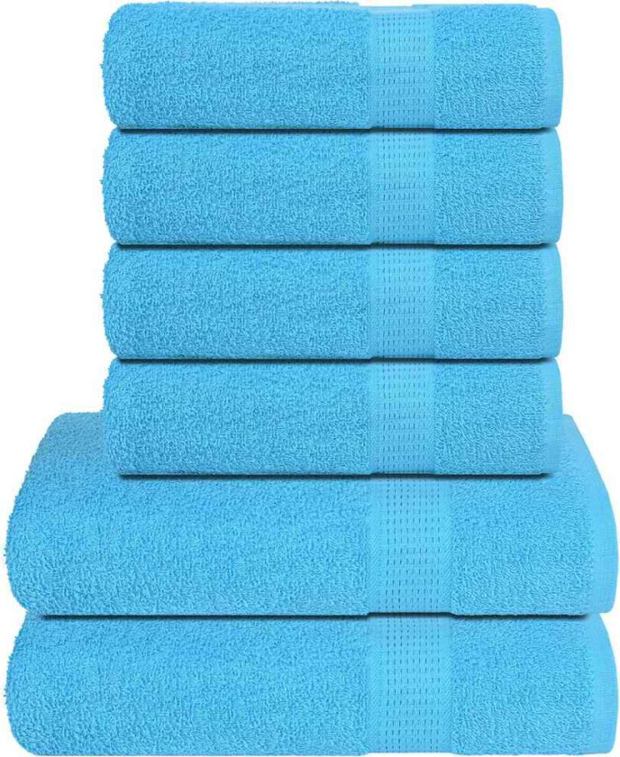 Håndklesett 6 deler turkis 360 g/m2 100 % bomull