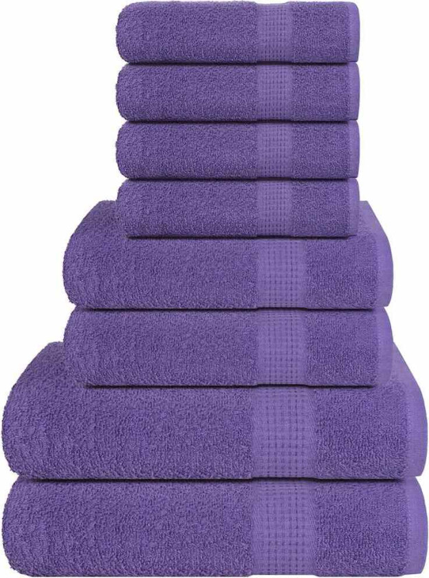 Håndklesett 8 deler lilla 360 g/m2 100 % bomull