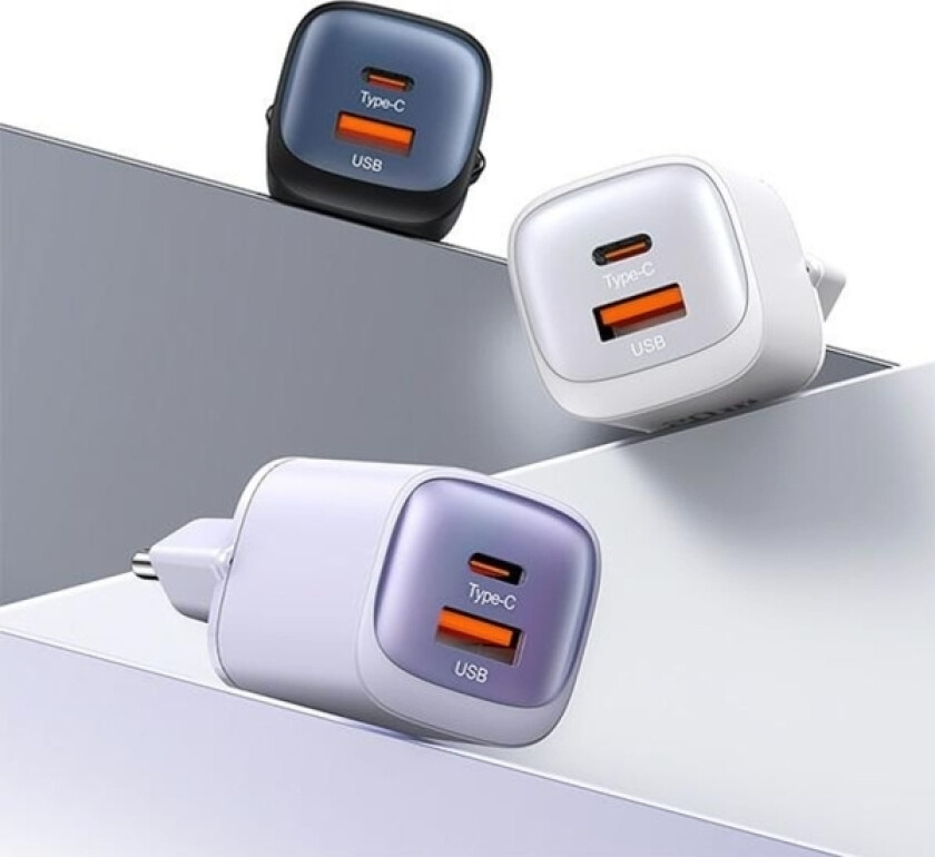 Usams Usams Laderbelastning. Nettverk. Cc254 30W Gan Usb-C/Usb-A Hurtiglading Hc-Serien Hvit/Hvit Cc254tc02