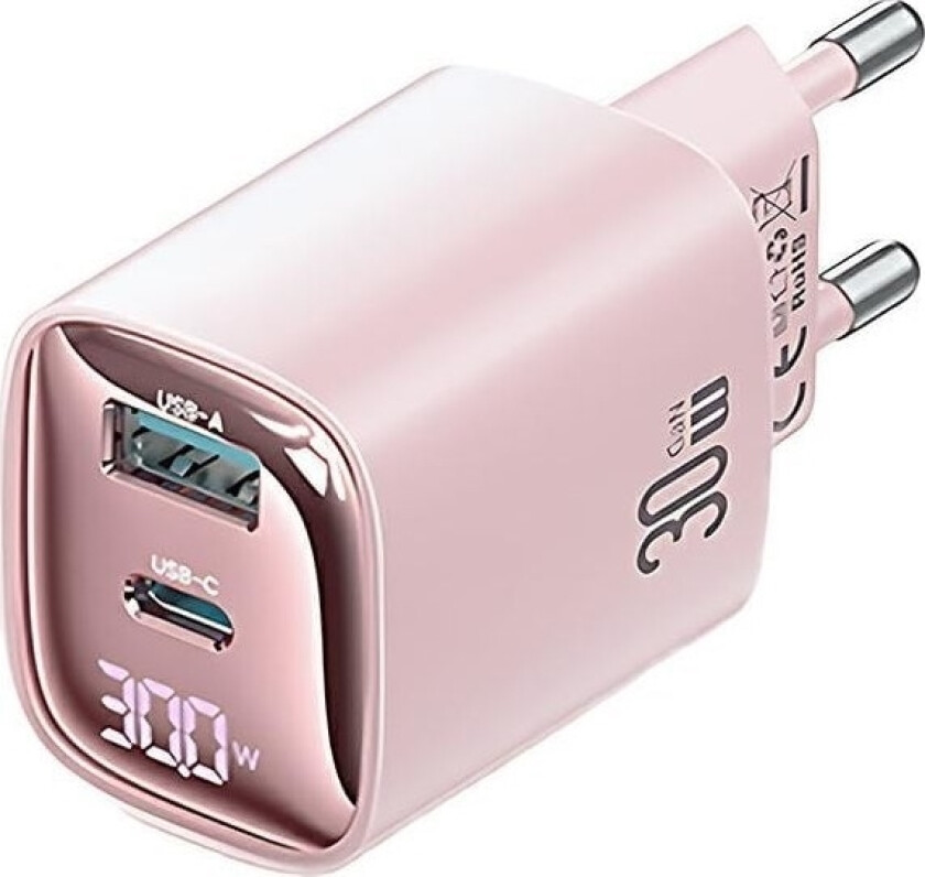 Usams Usams Charger Lod. Nettverk. Cc229 30W Gan Usb-C/Usb-A Rasklading Xc-Serien Rosa/Rosa Cc229tc03