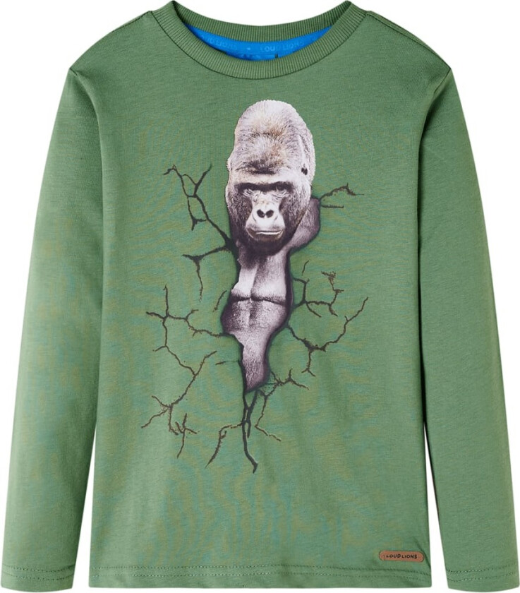 T-skjorte for barn med lange ermer lysekaki 128