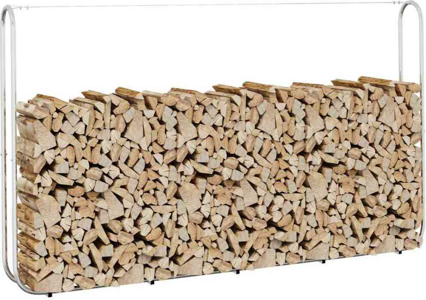 Vedstativ med ståltråd 250x25x150 cm galvanisert stål