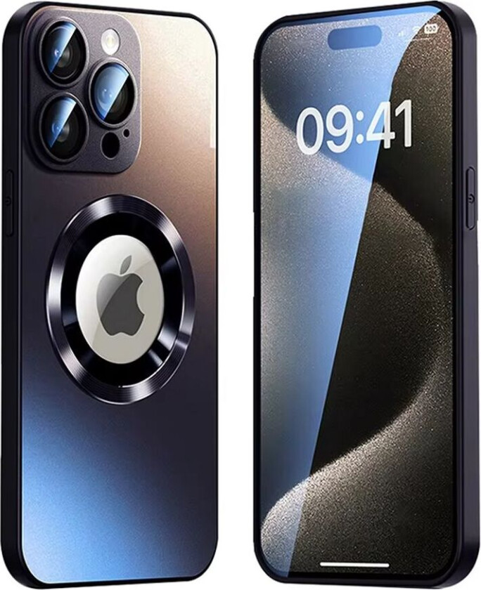Magnetisk Deksel iPhone 16 Pro Max med linsebeskyttelse og logovisning - Svart