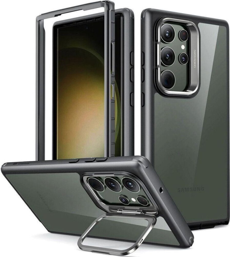 Samsung Galaxy S23 Ultra Shock Armor Kickstand Deksel - Svart