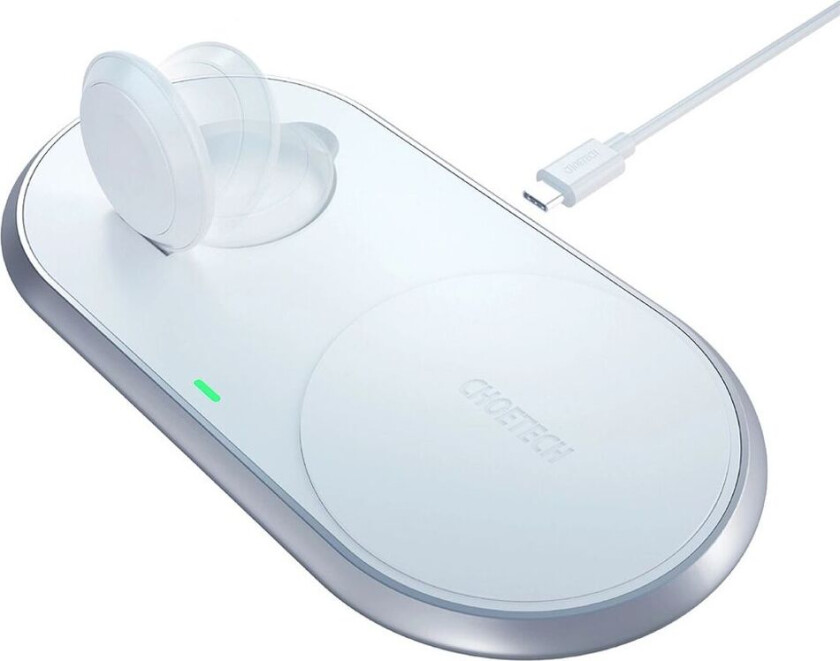 Qi 2in1 trådløs lader for smarttelefoner / Apple Watch med stativ (MFI) - Hvit